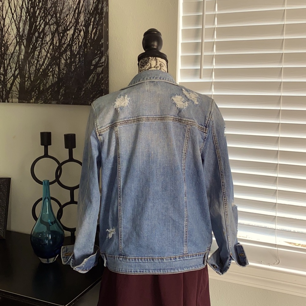 LEITH Distressed Denim Jacket M - Picture 2 of 7
